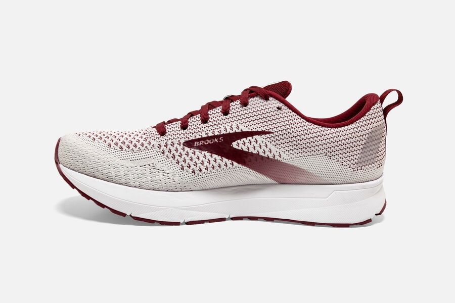 Brooks Running Shoes - Revel 4 Road Womens - White/Burgundy - ZWO-249158